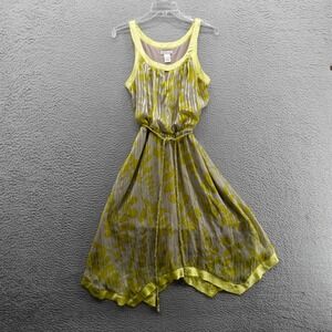Amanda Lane Sleeveless Chiffon Midi Dress Size 6 Yellow Womens Belted Whimsy Y2K
